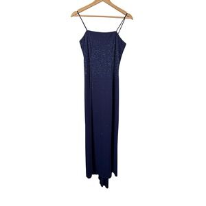 Vintage Cache Y2K 90s Navy Blue Slip Dress Size 5-6 Glitter Fairy Whimsical Prom